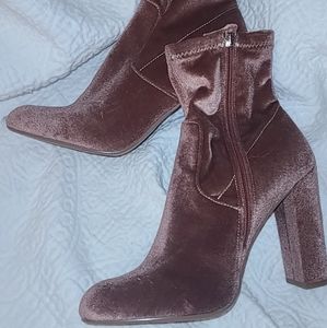 Mauve Steve Madden Velvet Booties